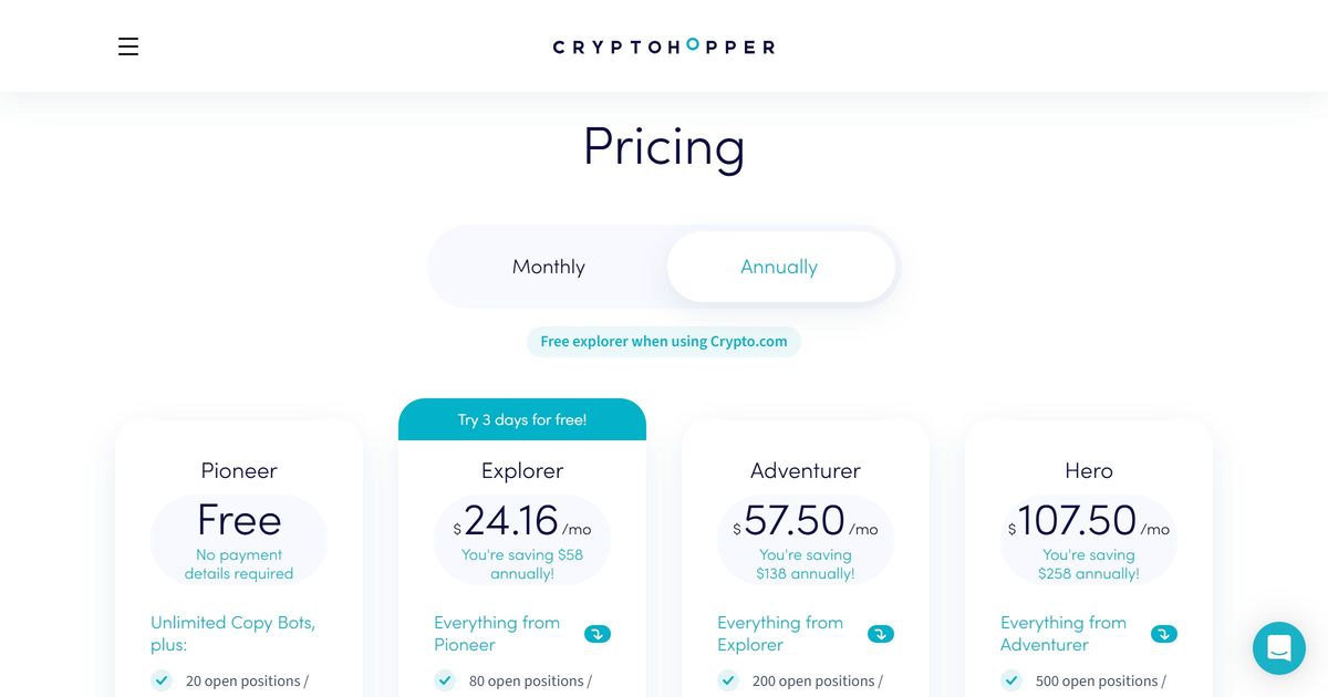 Cryptohopper Cloud Trading Plan