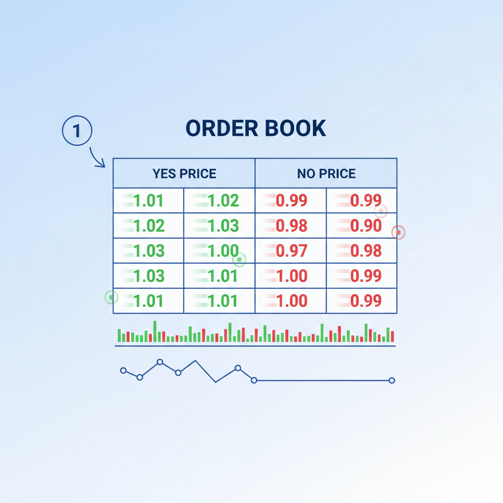 live order book streaming data visualization, YES/NO prices updating rapidly