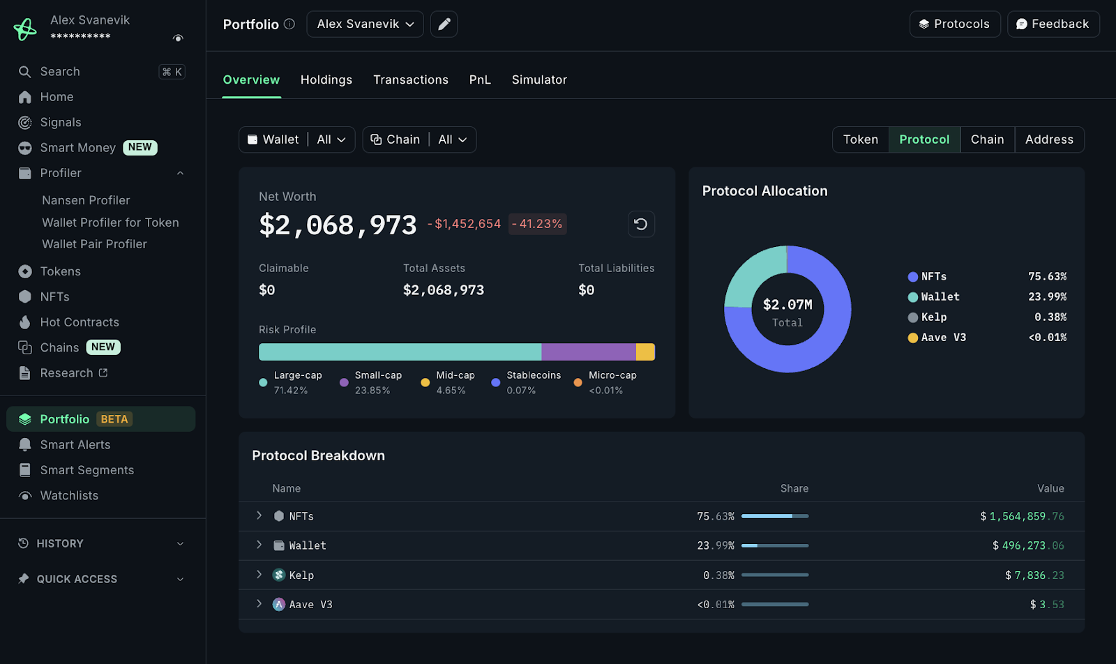 DeFi agent risk monitoring dashboard
