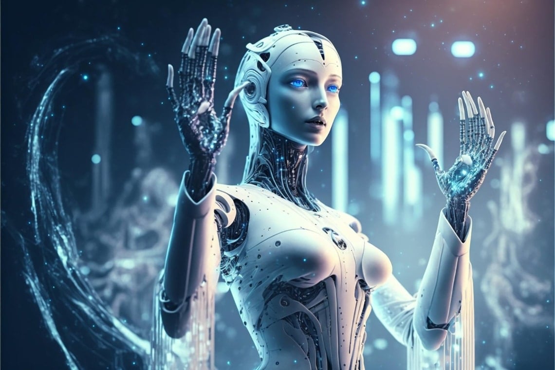 Illustration of an AI agent automating cross-chain crypto trades across multiple blockchain networks, symbolizing DeFi automation and interoperability in 2025.